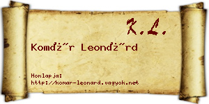 Komár Leonárd névjegykártya