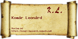 Komár Leonárd névjegykártya